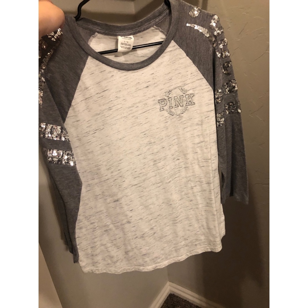 VS Pink sequin baseball tee